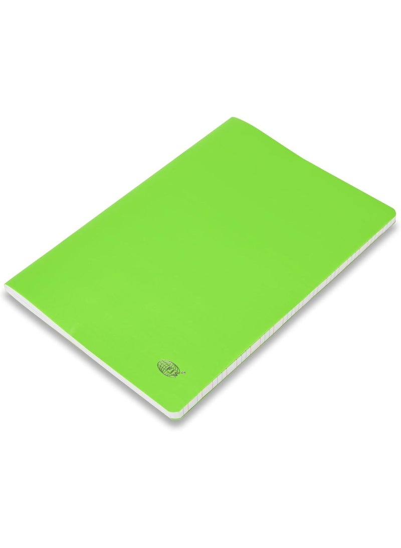 FIS Soft Cover Notebook, A5 Size (148x210mm), PP Material, Glued Binding, 80 Sheets White Paper, 4 Line Single Ruled, Pack of 5, Neon Green – FSNBA54LPPNGR - Image 2